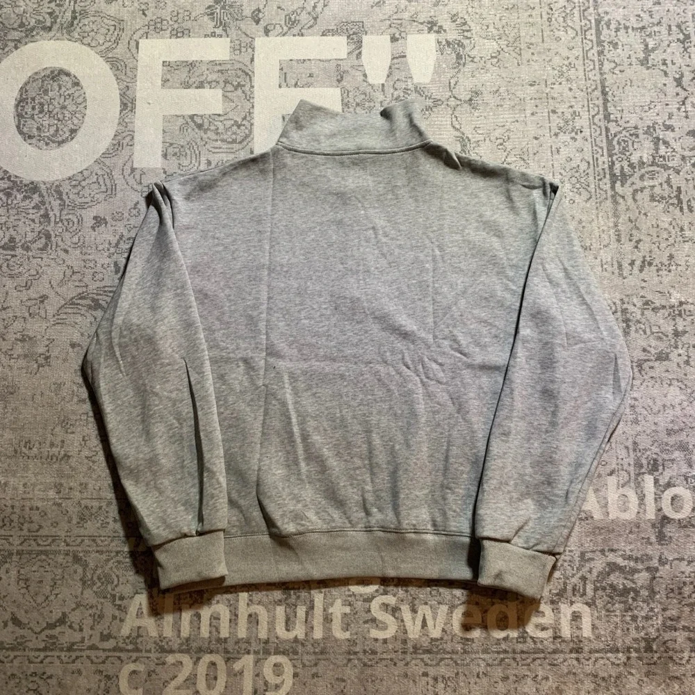 Alo Yoga Heather Gray Quarter Zip Pullover and Open Leg Sweatpants Set Large